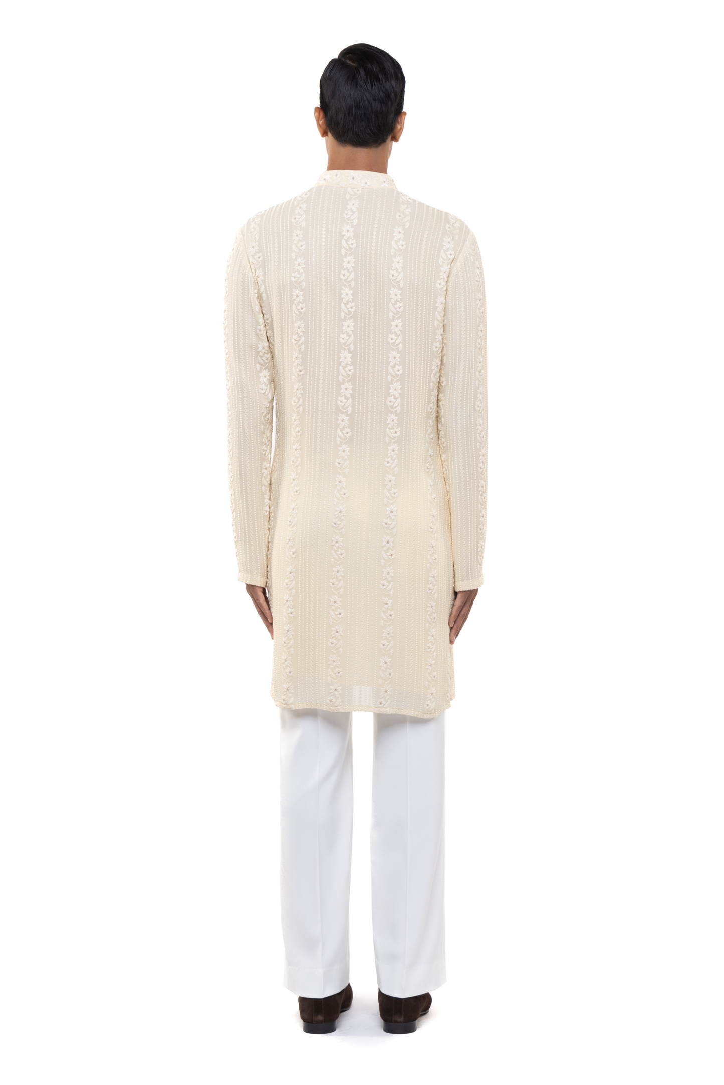 Light Yellow Georgette Lucknowi Embroidery Kurta Set