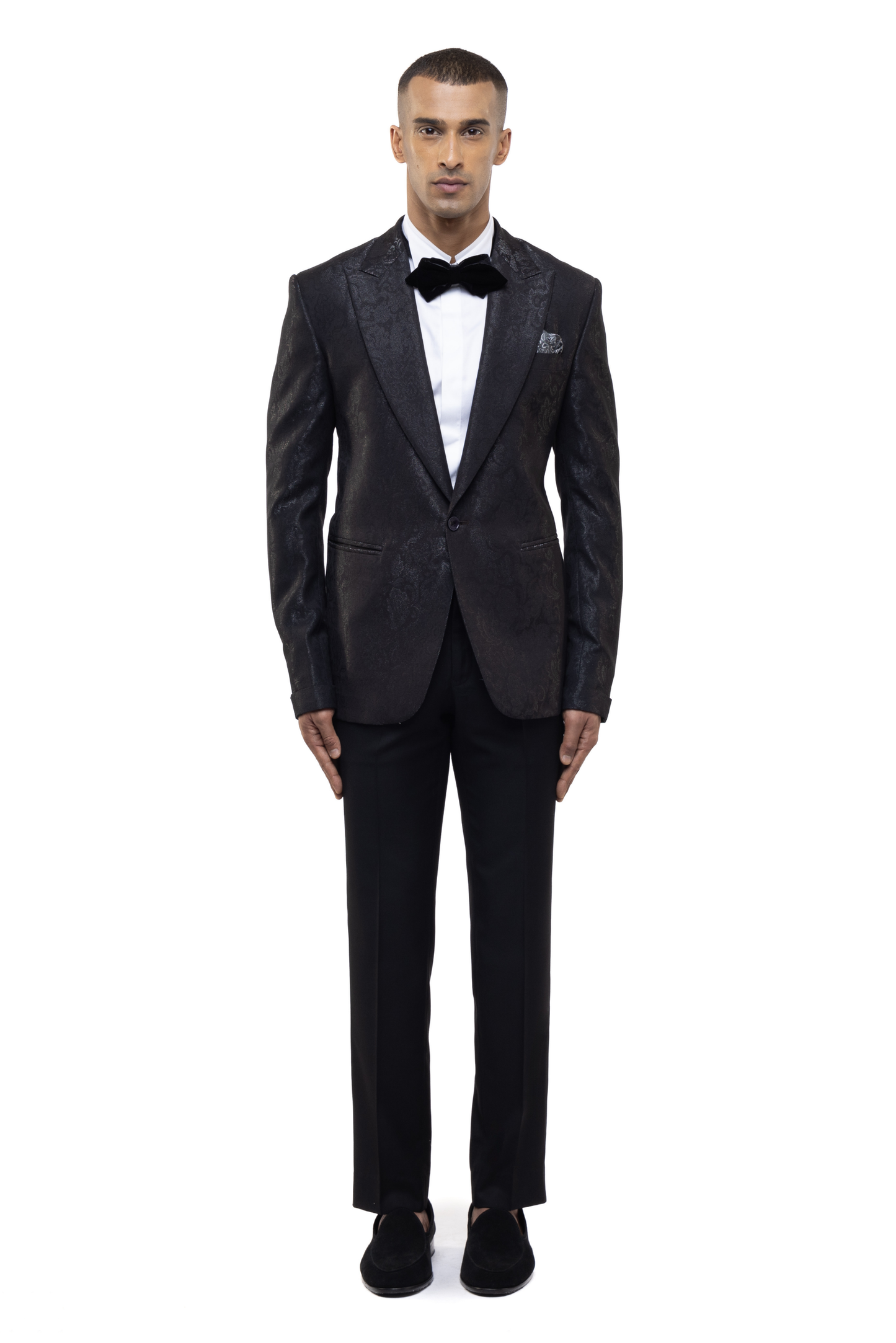 Black Jacquard Single Breasted Tuxedo