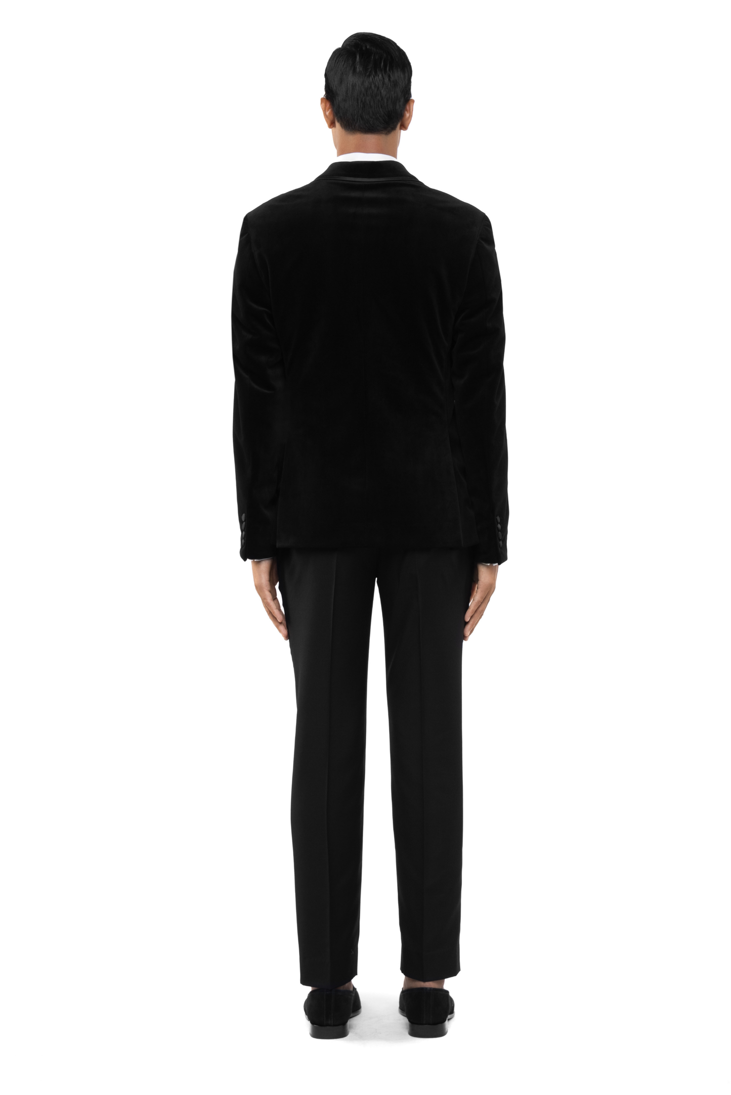 Black Velvet Peak Lapel Double Breasted Tuxedo Set