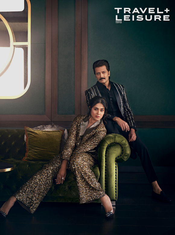 Black & Chrome Worsted Wool Embellished Open Tuxedo Set