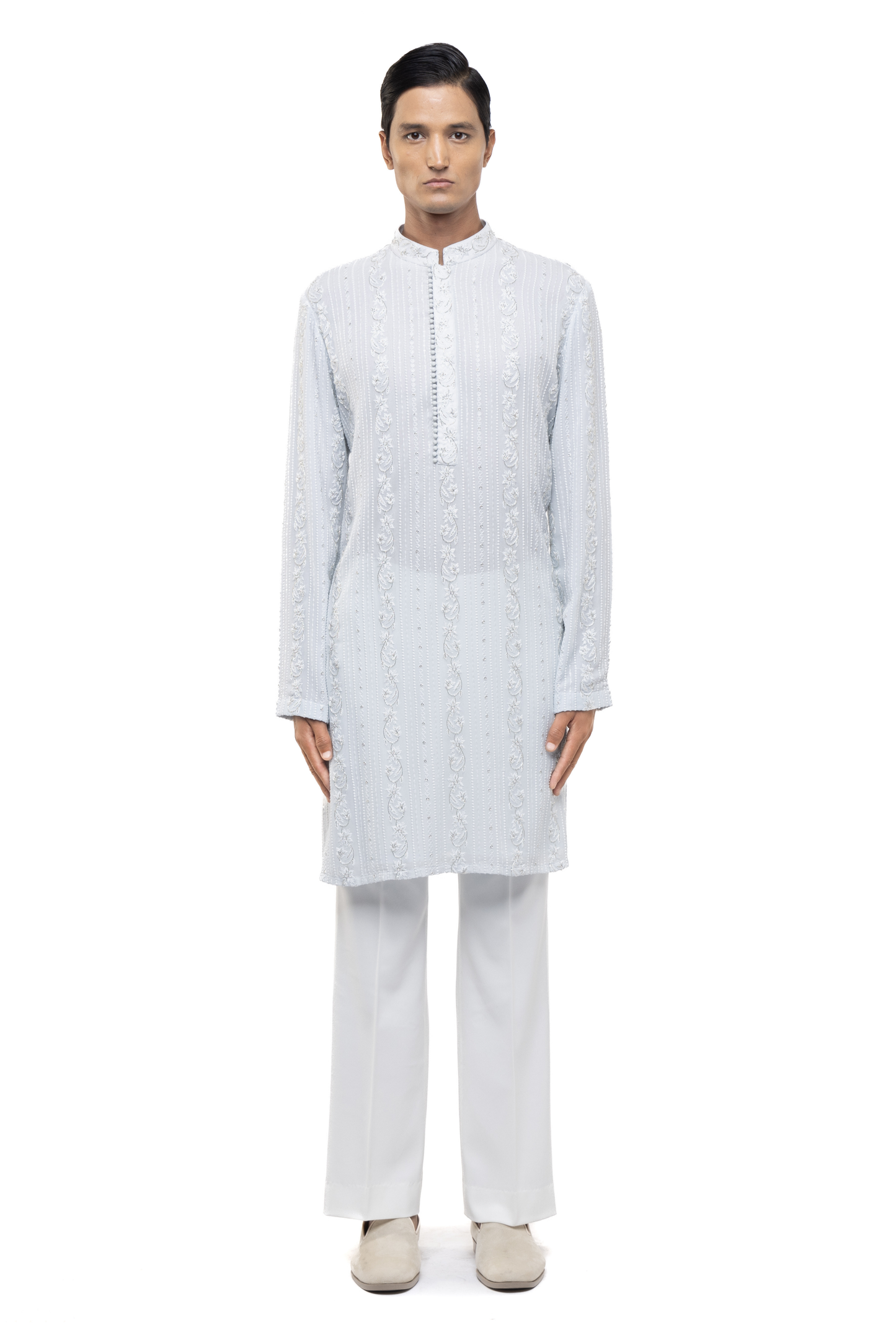 Light Blue Georgette Lucknowi Embroidery Kurta Set