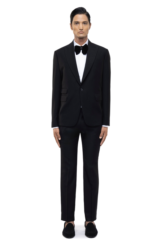 Black Classic Peak Lapel Single Breasted Tuxedo Set