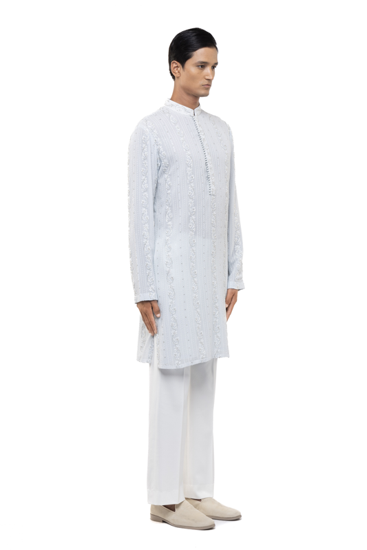 Light Blue Lucknowi Embroidery Kurta Set