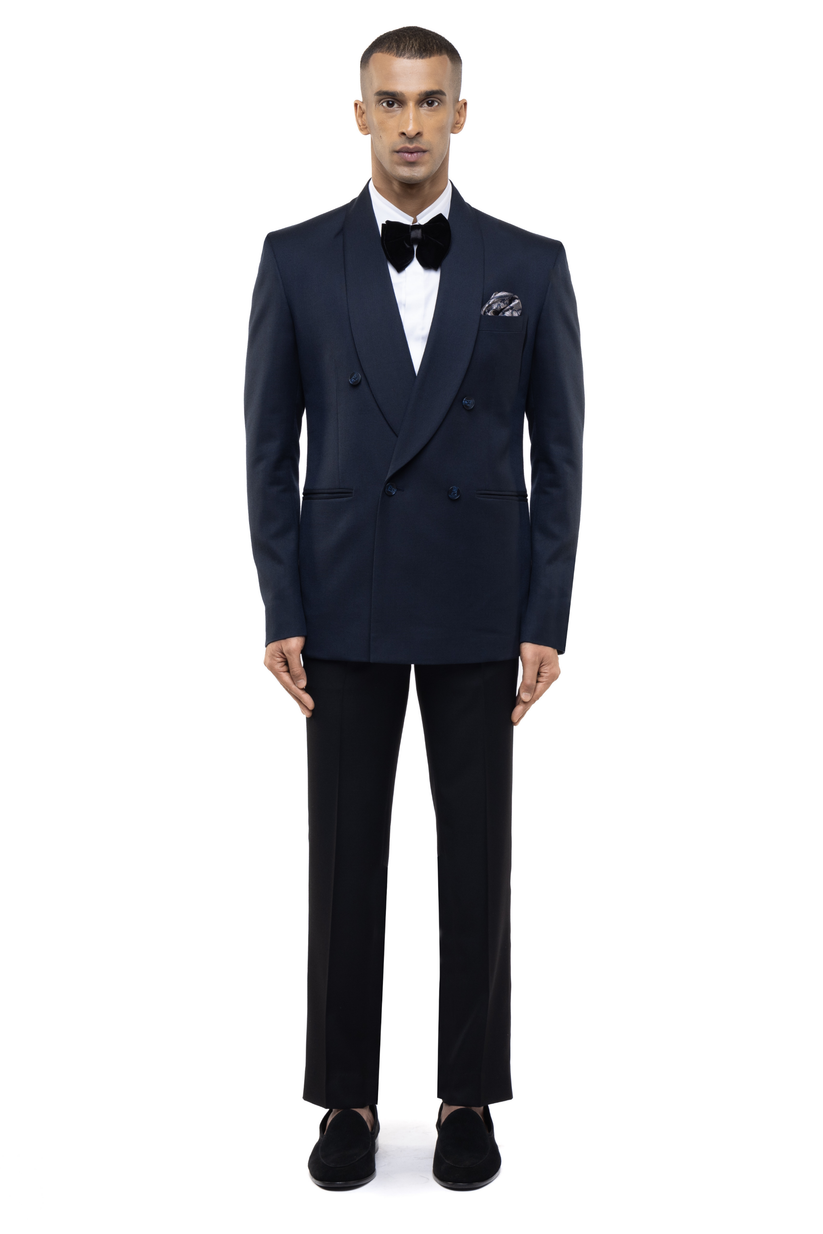 Shawl Design Satin Lapel Navy Tuxedo