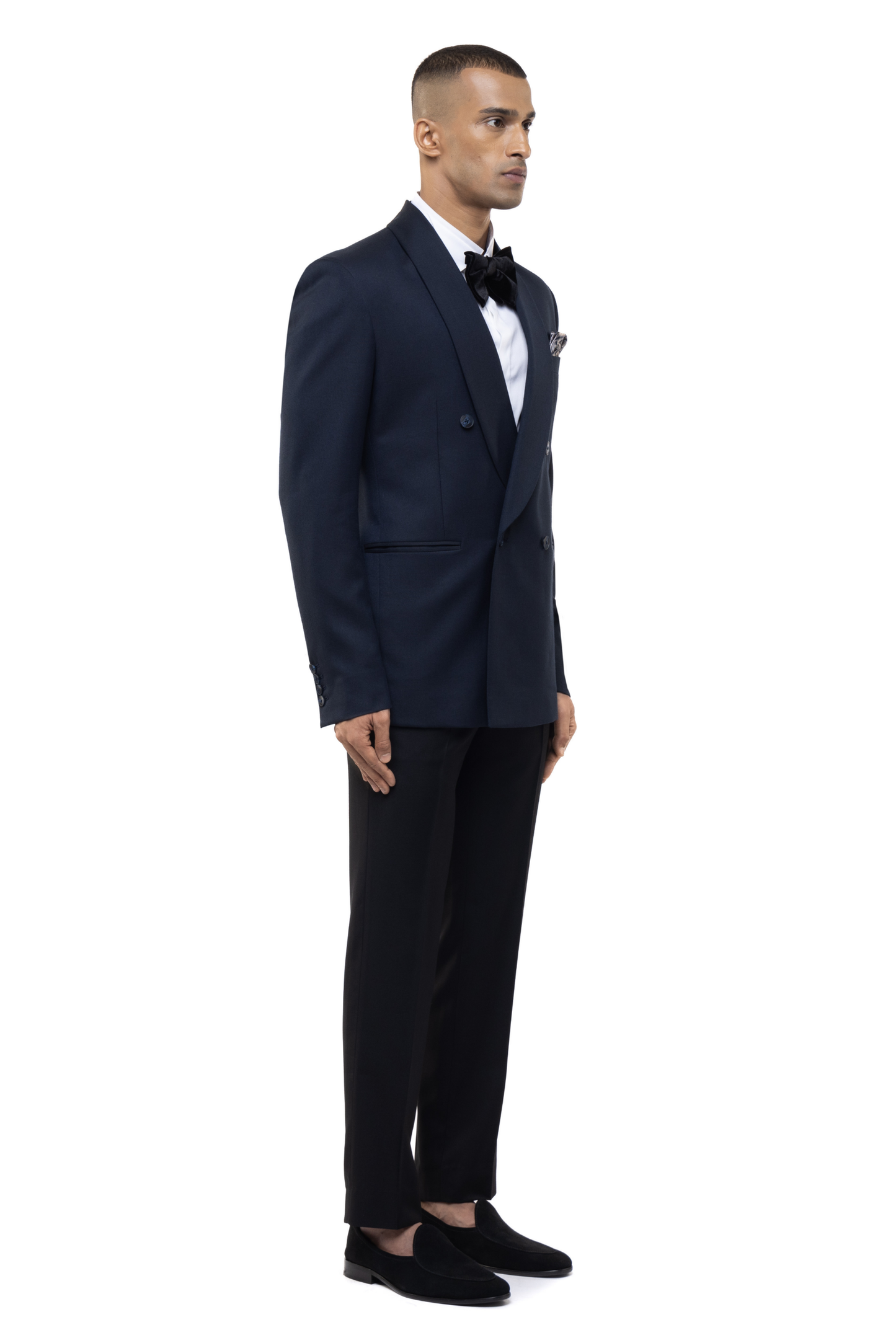 Navy Blue Classic Shawl Lapel Double Breasted Tuxedo Set