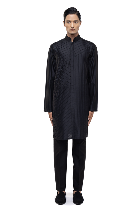 Black Pleated Kurta Set