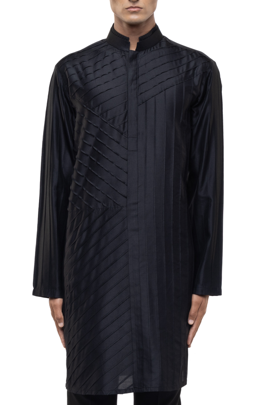 Black Pleated Kurta Set