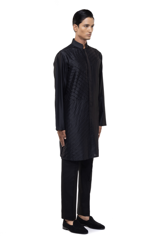 Black Pleated Kurta Set