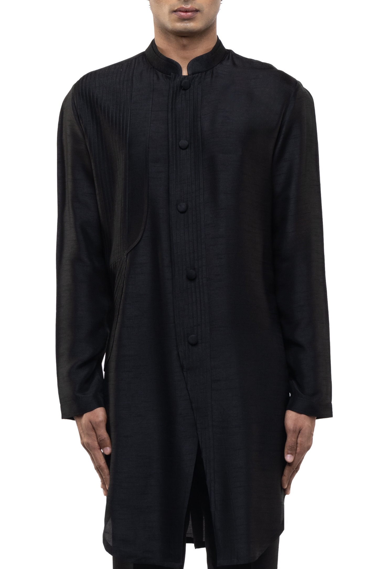 Black Silk Asymmetrical Front Kurta Set