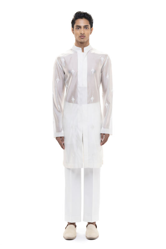 White Translucent Organza Kurta Set