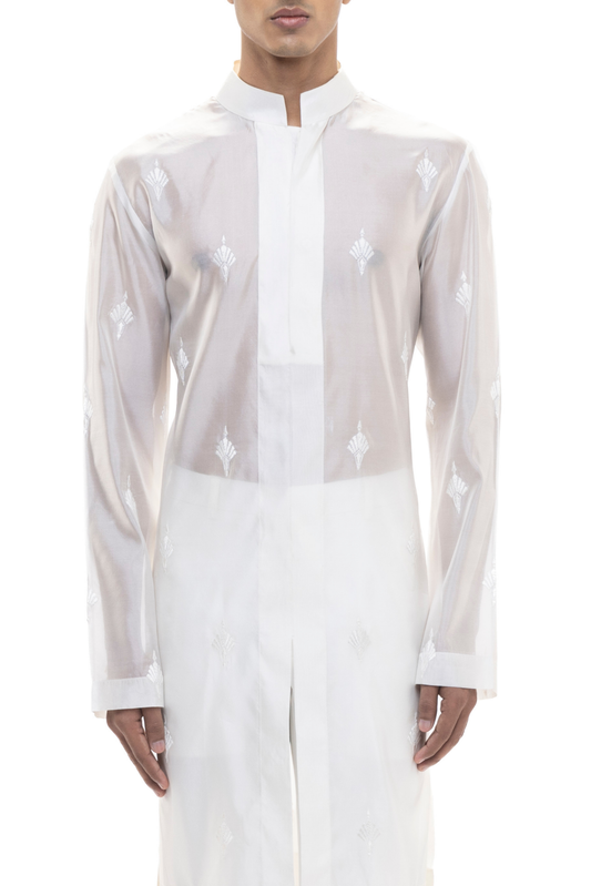 White Translucent Organza Kurta Set