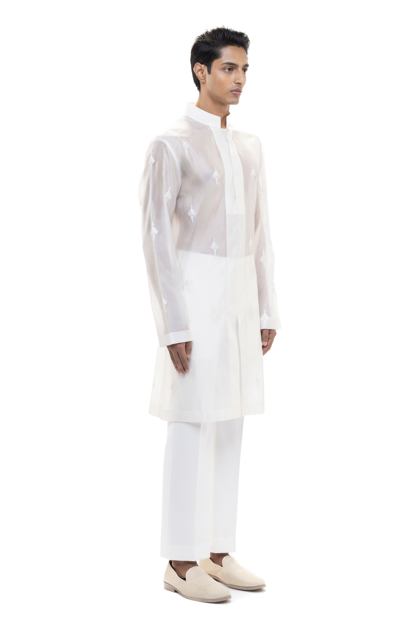 White Organza Translucent Kurta Set