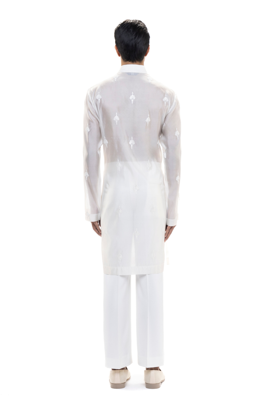 White Translucent Organza Kurta Set