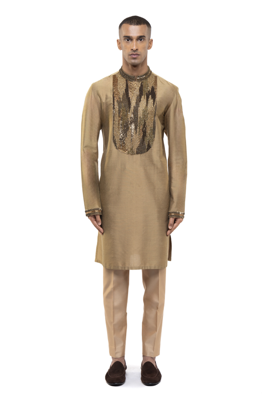 Gold Placket Embellished Kurta Set