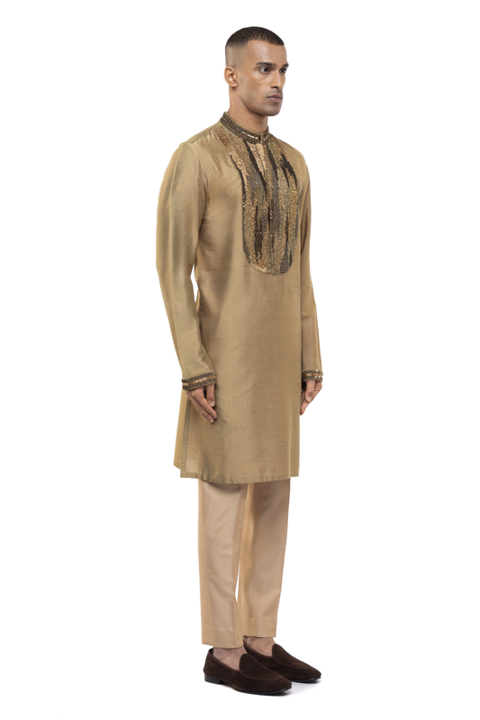 Gold Placket Embellished Kurta Set