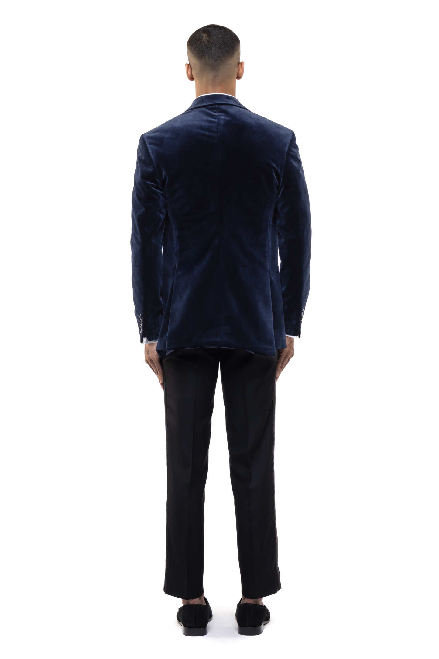 Navy Blue Velvet Peak Lapel Tuxedo Set