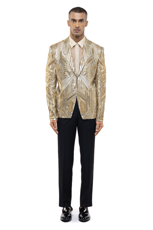 Golden Gilded Gatsby Single Breasted Tuxedo