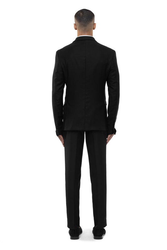 Black Satin Peak Lapel Single Breasted Tuxedo Set