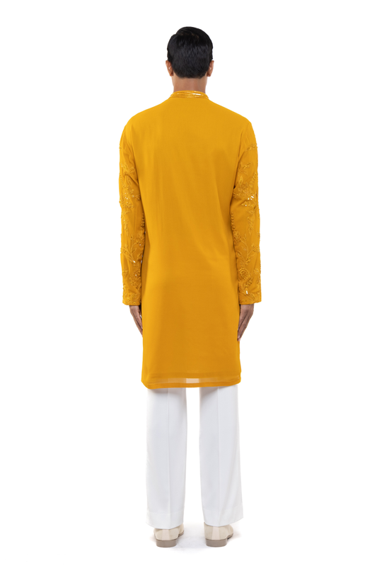 Yellow Floral Embroidery Kurta Set