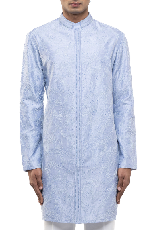 Light Blue Hand Embroidered Kurta Set