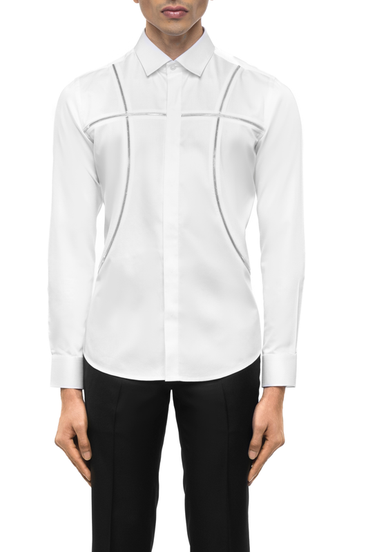 White Cotton Shirt with Zip Accents